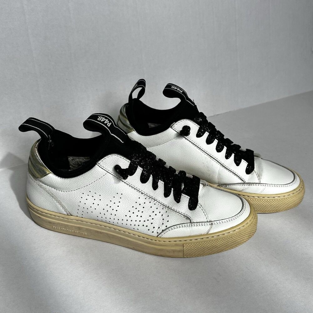 P448 Sohosocks Sneakers Women’s EU 38 Size 7 White Black Tennis Skater Shoes